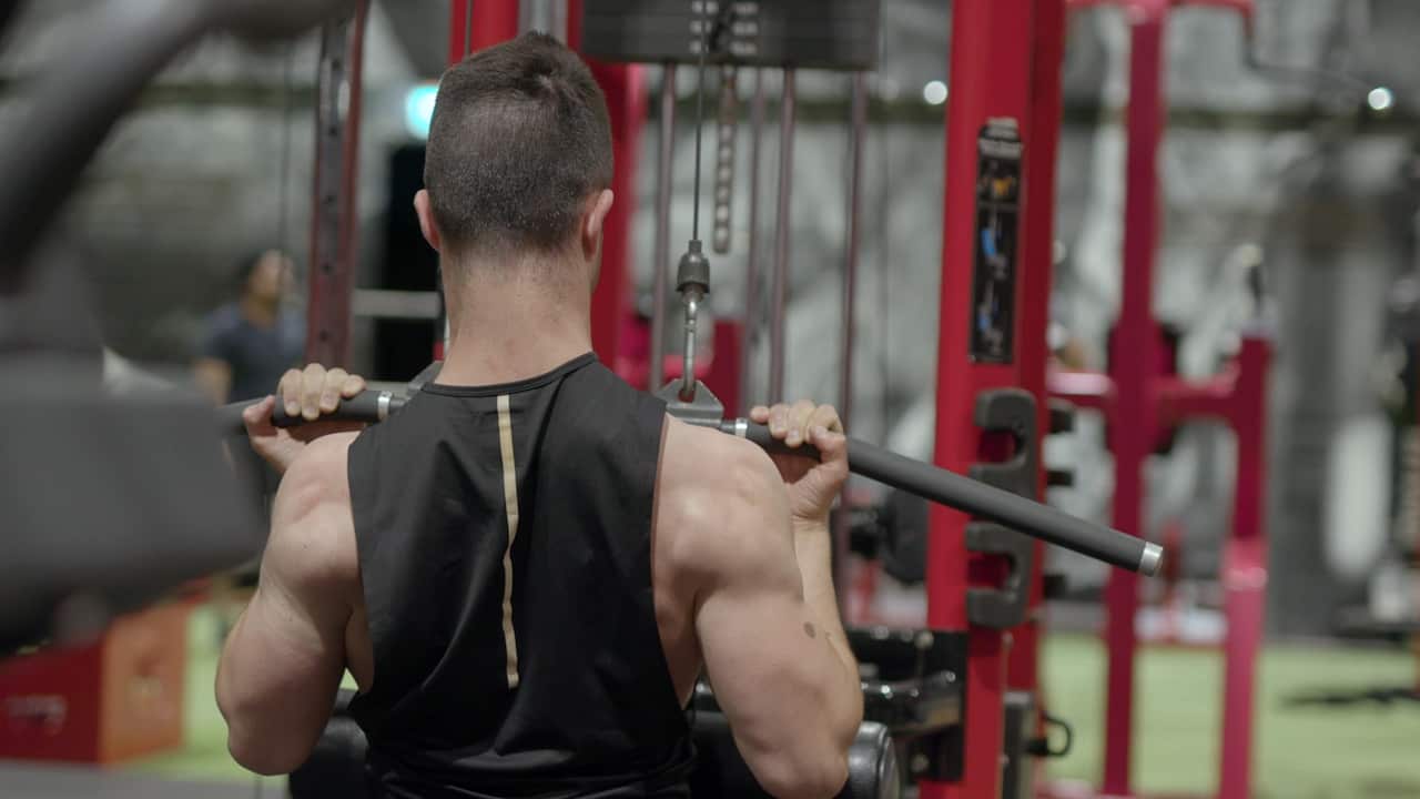 Alex Rodriguez lifts weights at a gym in Melbourne. 