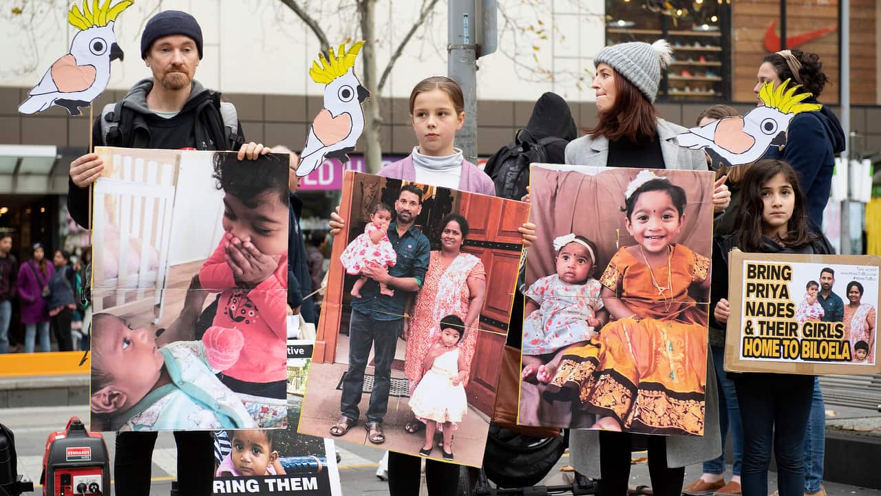 Supporters in Melbourne call for the family to be allowed to stay in Biloela, 24 June 2018. 