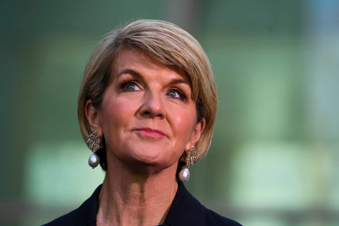 Outgoing foreign affairs minister Julie Bishop speaks about her future at a press conference at Parliament House in Canberra.