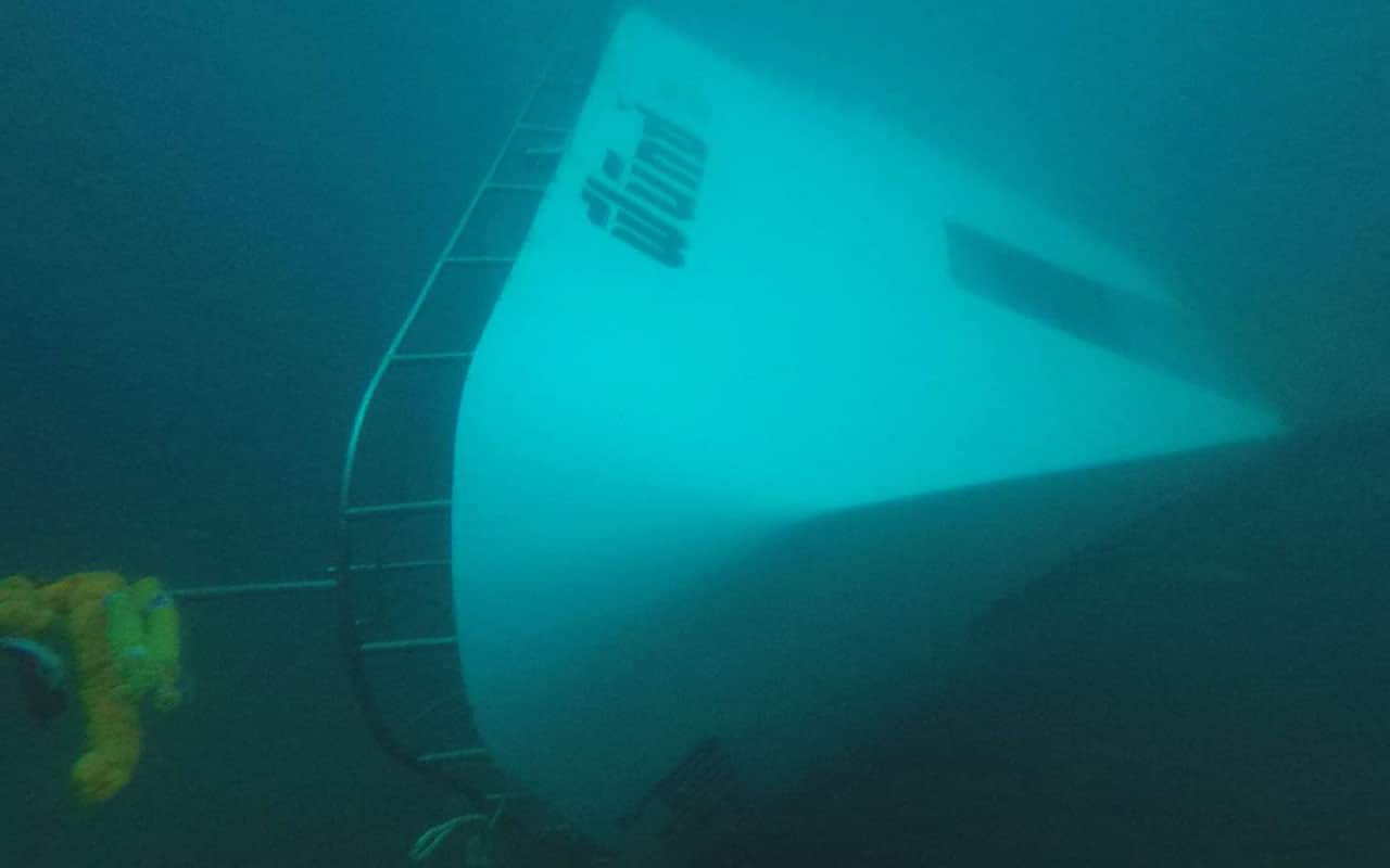 The Royal Thai Navy Third Area Command shows a sunken tourist boat under the sea, during the official's search for missing tourists in Phuket island.