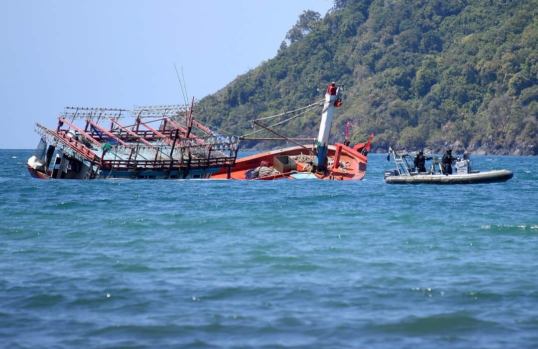 The fishing boat that carried suspected asylum seekers from Vietnam. 