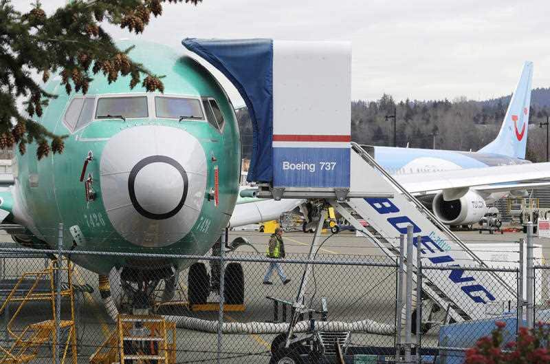 A Boeing 737 MAX-8 being built for for Shanghai Airlines at Boeing's Renton Assembly Plant.