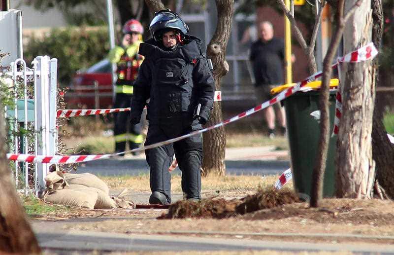 Homes in Adelaide's north were evacuated as police detonated a highly volatile explosive known as "mother of Satan."