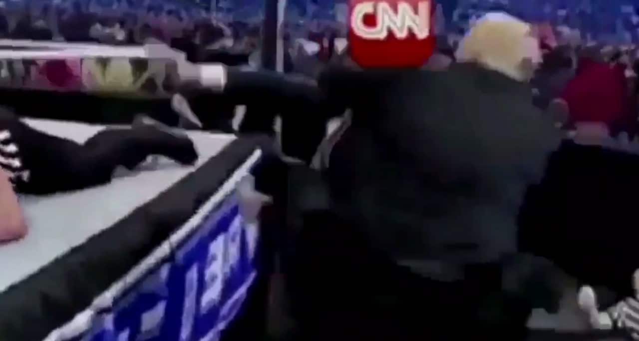 Mr Trump tweeted a video of himself beating wrestler with a CNN logo on his face.