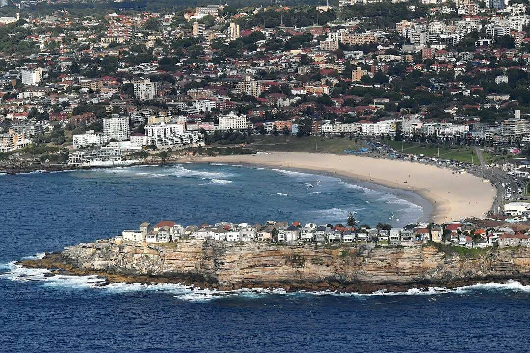 An aerial image of Sydney's iconic Bondi Beach. 