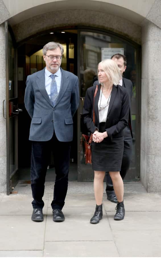 John Letts and Sally Lane, the parents of a Muslim convert dubbed Jihadi Jack, leave the Old Bailey in London where they were spared jail 