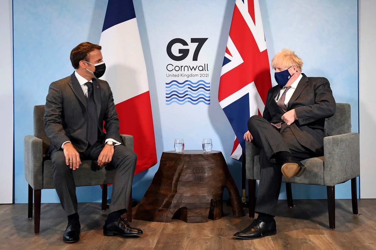 Prime Minister Boris Johnson (right) and French President Emmanuel Macron, ahead of a bilateral meeting during the G7 summit in Cornwall.  