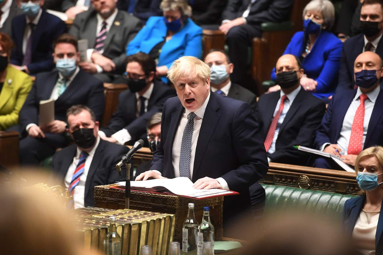 British Prime Minister Boris Johnson during the Prime Minister's Questions at the House of Commons in London.