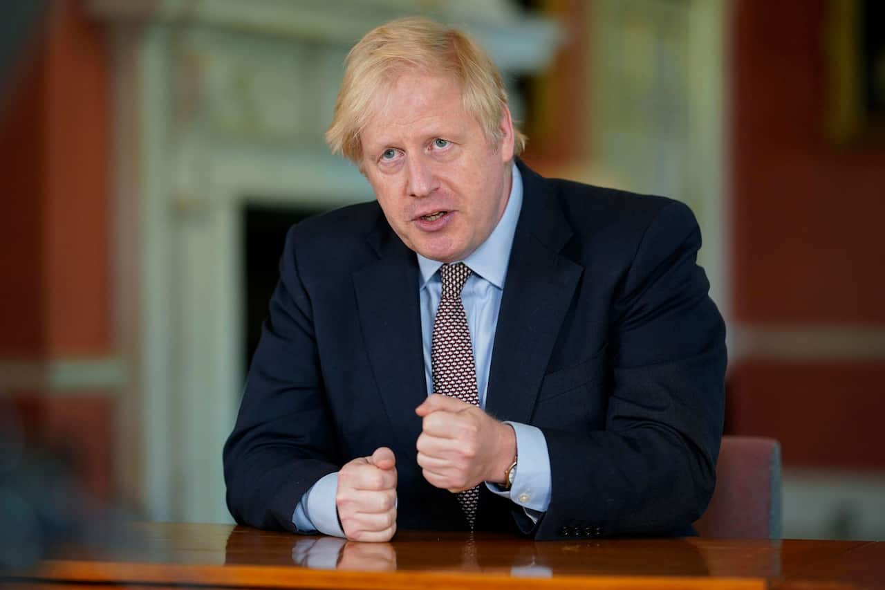 Boris Johnson delivers a televised address (AAP)
