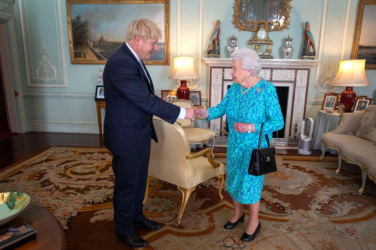 Queen Elizabeth II welcomes newly elected leader of the Conservative party, Boris Johnson.