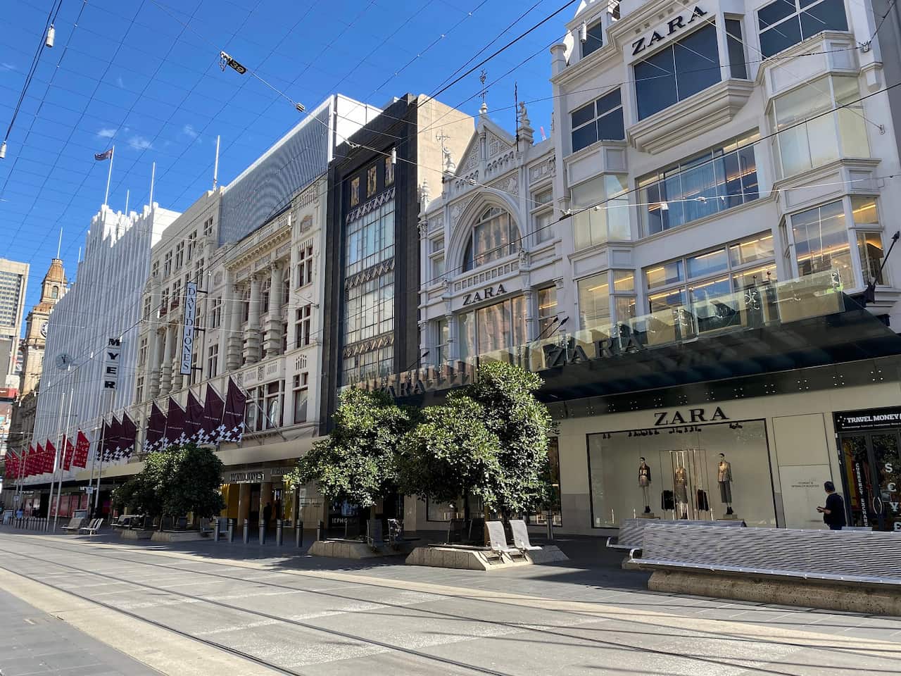 Retail outlets at Bourke Street Mall are feeling the impact from the COVID-19 social distancing measures as shoppers stay home. 