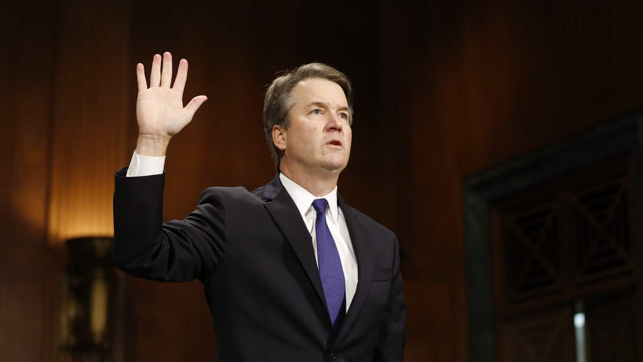Brett Kavanaugh swears in at the Senate Judiciary Committee hearing on the nomination of Brett Kavanaugh.