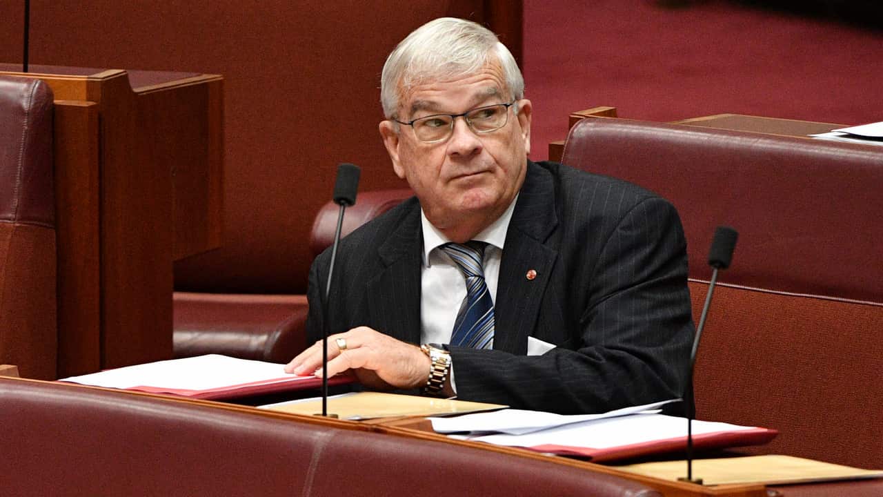 Former One Nation Senator Brian Burston in the Senate chamber at Parliament House in Canberra.
