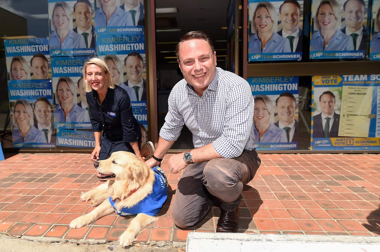 Brisbane City Council Lord Mayor Adrian Schrinner (right) and his representative for Deagon, Kimberley Washington.