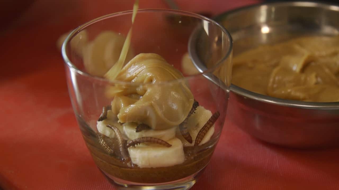 A mealworm banoffee pie with a cricket biscuit base.