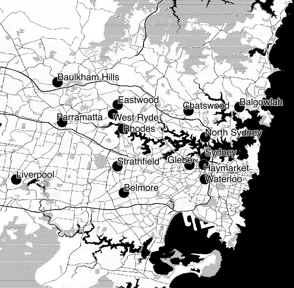 Locations of businesses advertising below-award pay