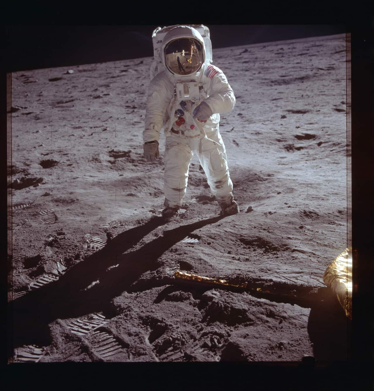 Neil Armstrong on the moon, taken by Buzz Aldrin (NASA)