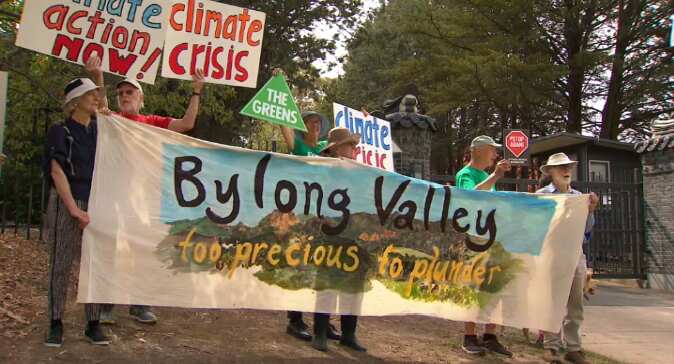 Bylong protesters outside the South Korean embassy.
