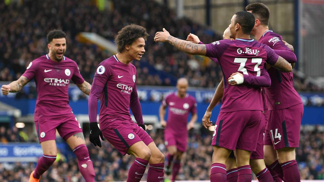 Manchester City players celebrate