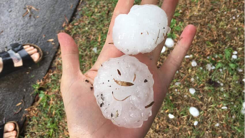 Hail falling on Melbourne