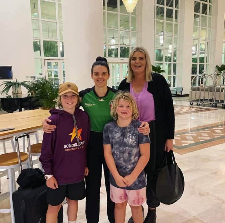 Jacqui and sister Candice and her two nephews flew to Cairns for her NBL debut.