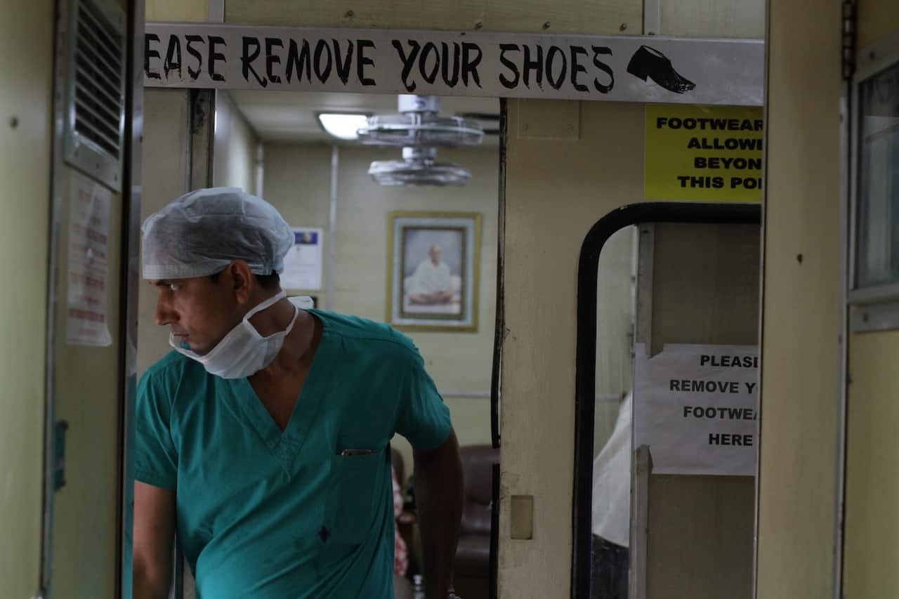 A health worker on the hospital train. 