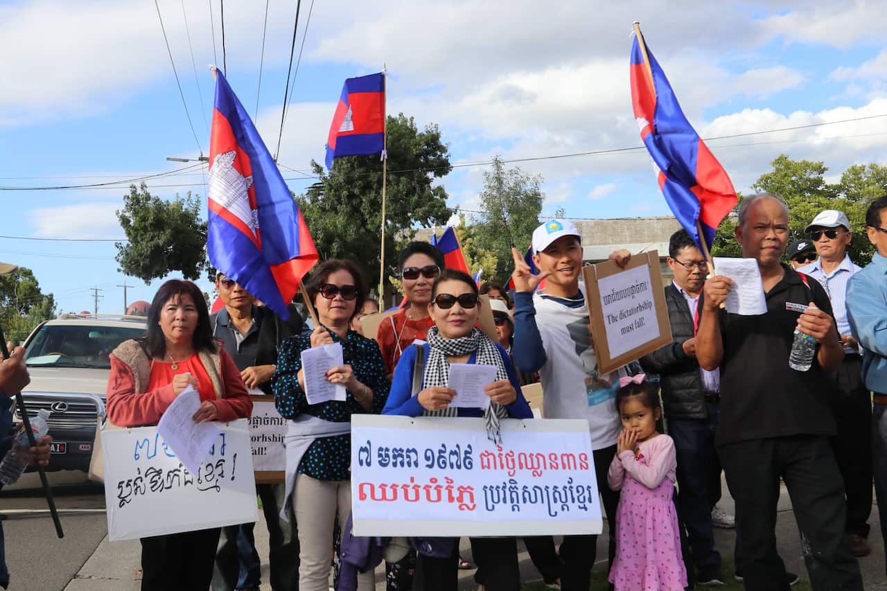 Over the weekend, Cambodians from the Melbourne community rallied in protest of the anniversary celebrations. 