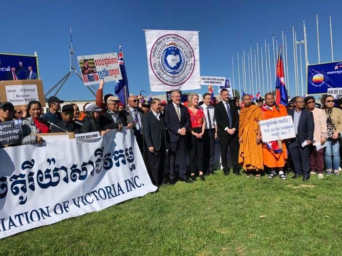 Members of Australia's Cambodian community meet with MPs at Parliament House in Canberra.