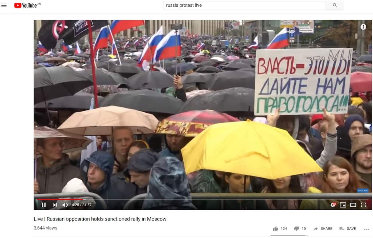 Russia's communications watchdog has demanded Google to stop advertising "illegal mass events" on its YouTube platform. 