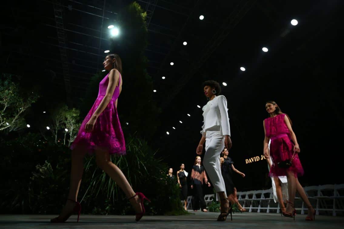 Models walk the runway during the media rehearsal ahead of the David Jones Spring Summer 18 Collections Launch at Fox Studios on August 8, 2018 in Sydney, Australia.