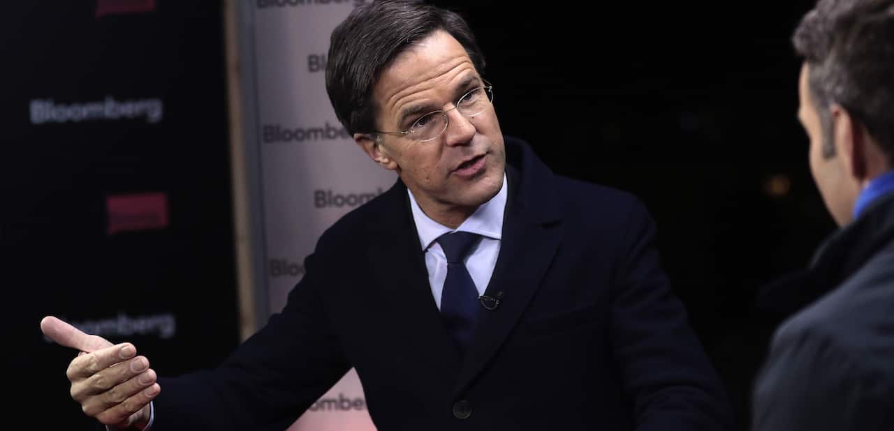 Dutch Prime Minister Rutte speaks during a Bloomberg Television interview during the World Economic Forum in Davos, Switzerland, on Jan. 19, 2017.