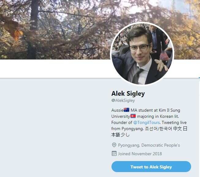 Alek Sigley is active on social media.