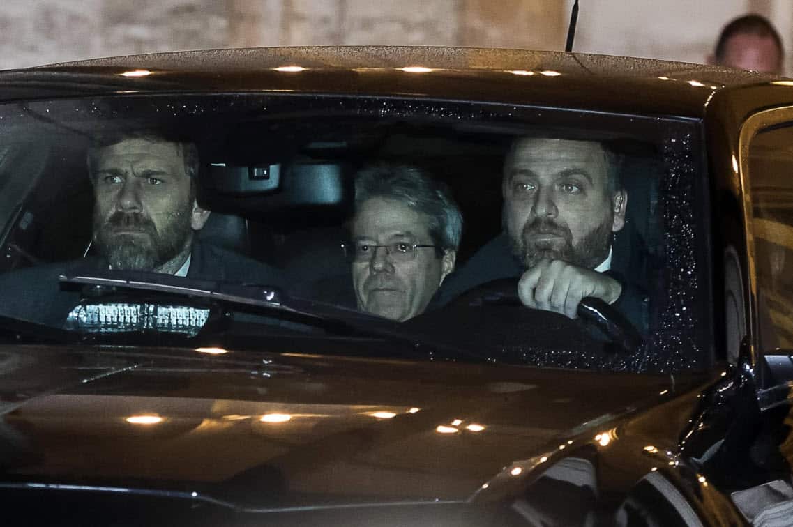 Italian Prime Minister, Paolo Gentiloni (C), leaves by car at the end of the meeting with the Italian President Sergio Mattarella, in Rome, Italy. 