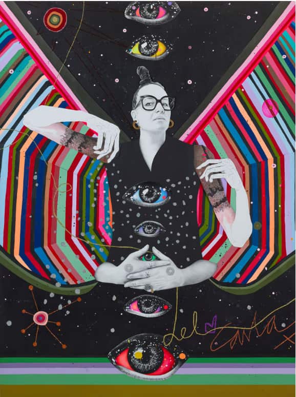 Carla Fletcher, 'Charge of the Star Goddess (((Del Kathryn Barton))) ', mixed media on linen, 200 x 150 cm.