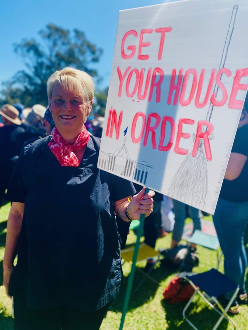 Carol Cooke attended the women's march at Parliament House in Canberra.