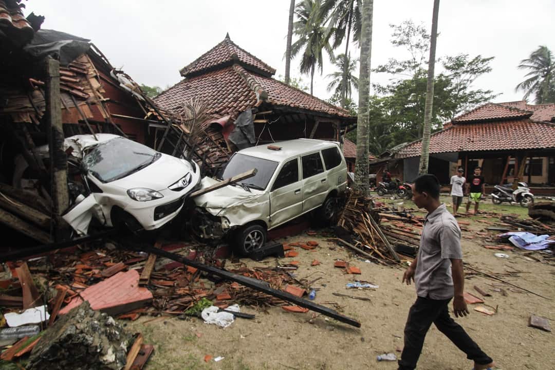 The trail of destruction left by the tsunami is widespread..