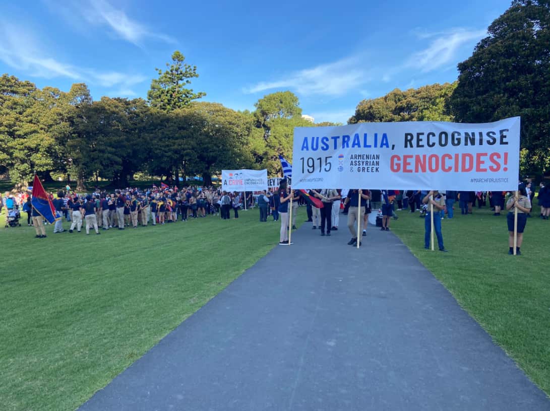 Hundreds attended the rally in The Domain in Sydney on Saturday. 