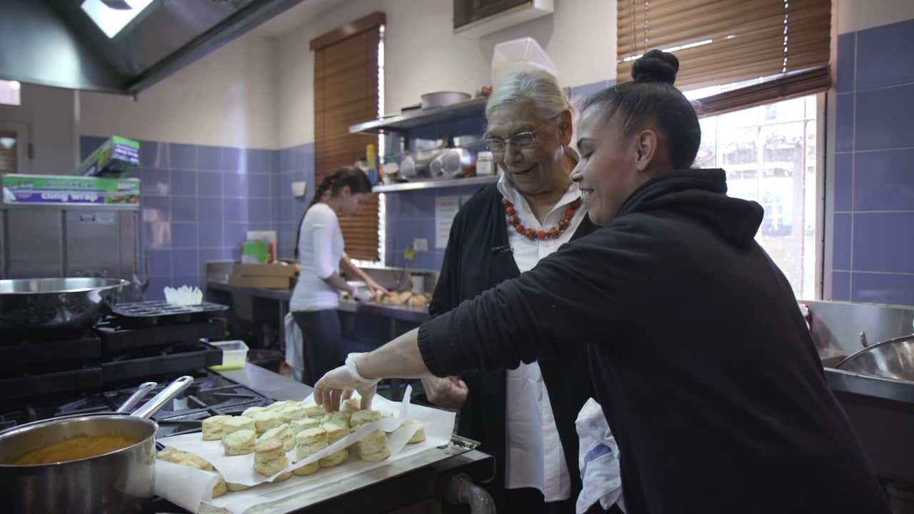 Aunty Beryl and staff preparing food for Biri Biri Cafe Catering