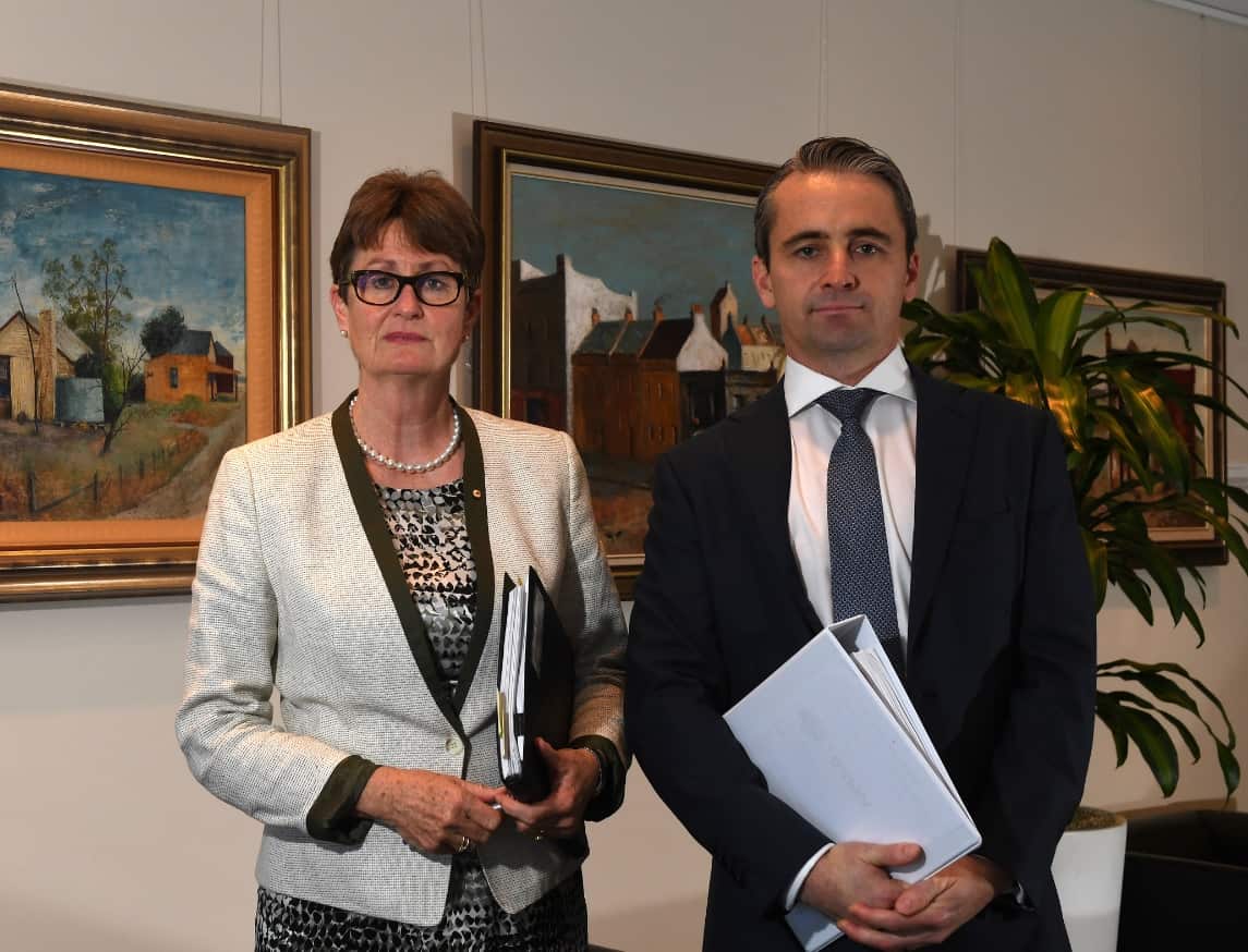 Commonwealth Bank of Australia chairperson Catherine Livingstone (left) with CEO Matt Comyn (right)
