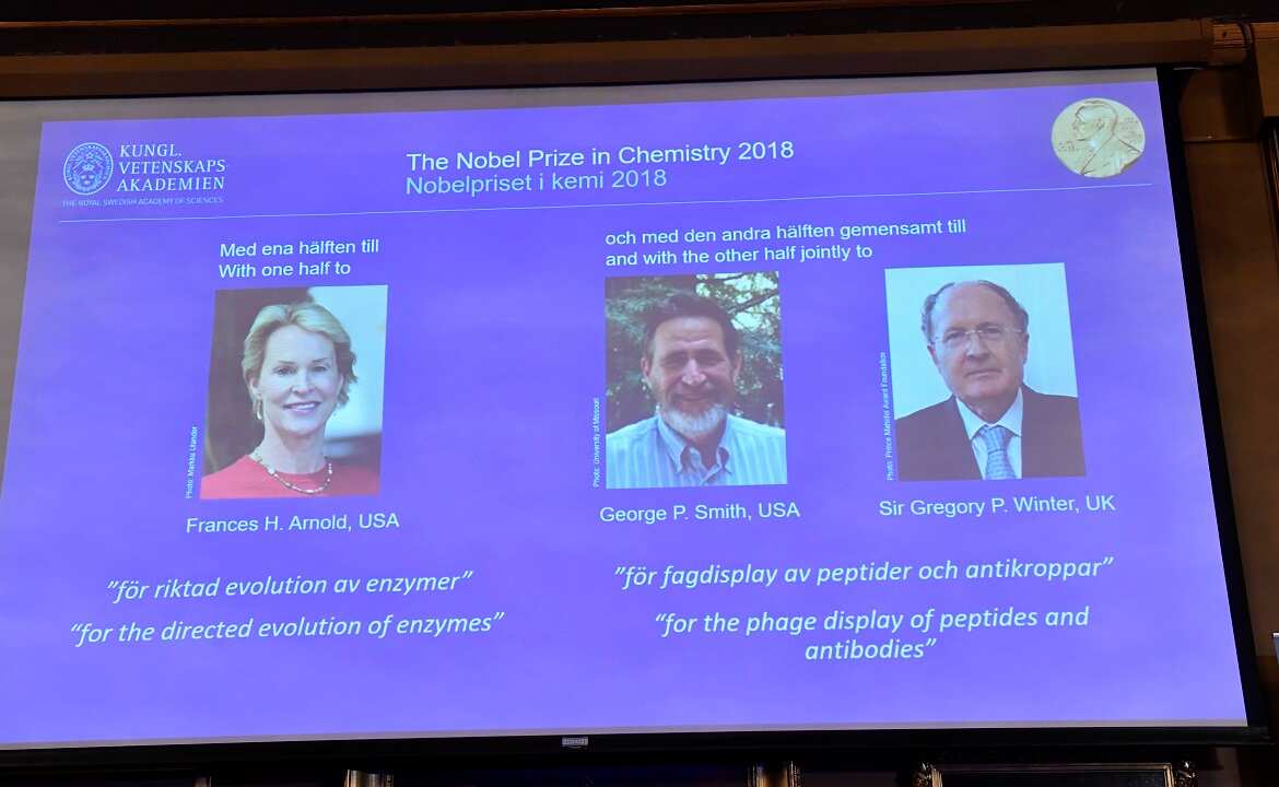 The Nobel Prize laureates for chemistry for 2018.