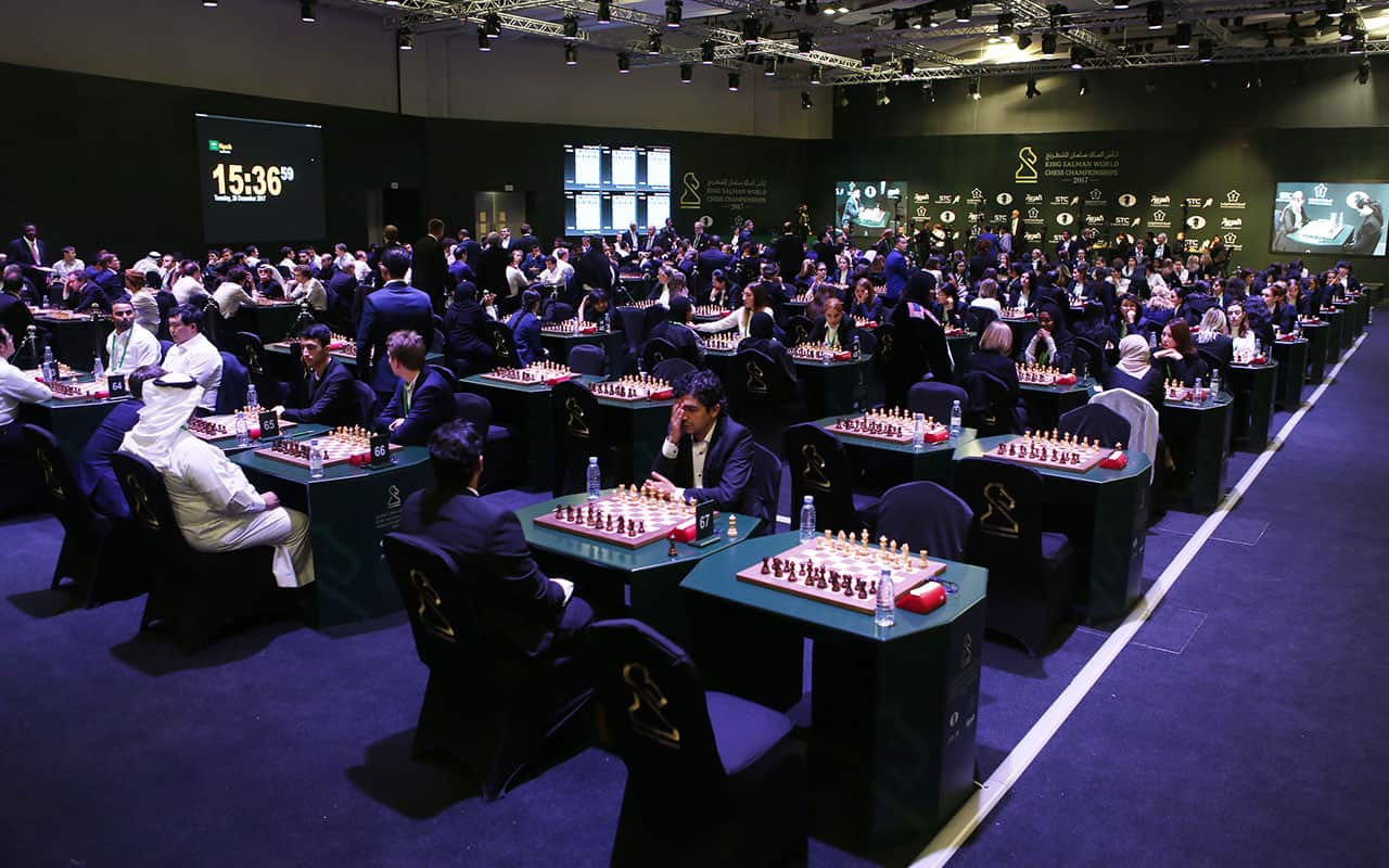 Chess players compete at the King Salman Rapid & Blitz Chess Championships on December 26, 2017 in Riyadh, Saudi Arabia.