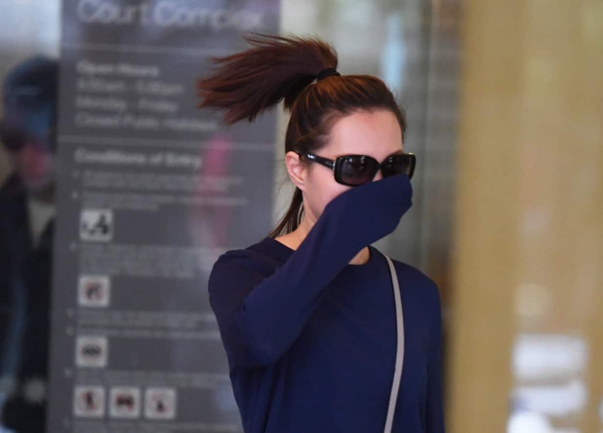 Yueqiong Fu leaves the Downing Centre Court, Sydney, Friday, May 3, 2019.