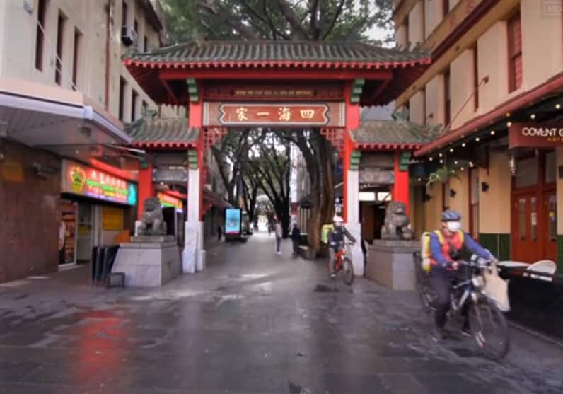 A pagoda arch marks one of the entrances to Sydney's Chinatown