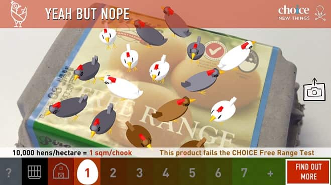 The app showing when an egg producer doesn't meet its standards (Choice)