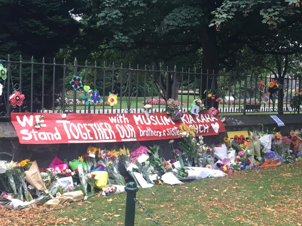 Messages of support near the Al Noor mosque.