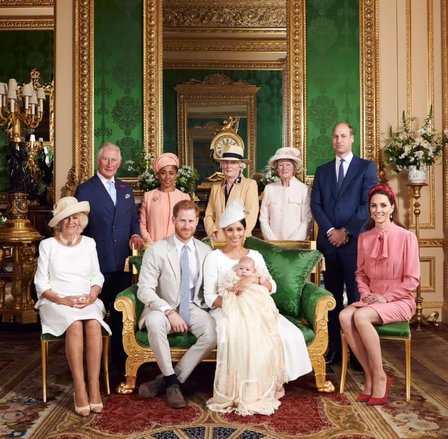 A handout photo made available by the Duke and Duchess of Sussex shows the official christening photograph with Prince Harry and Meghan Markle