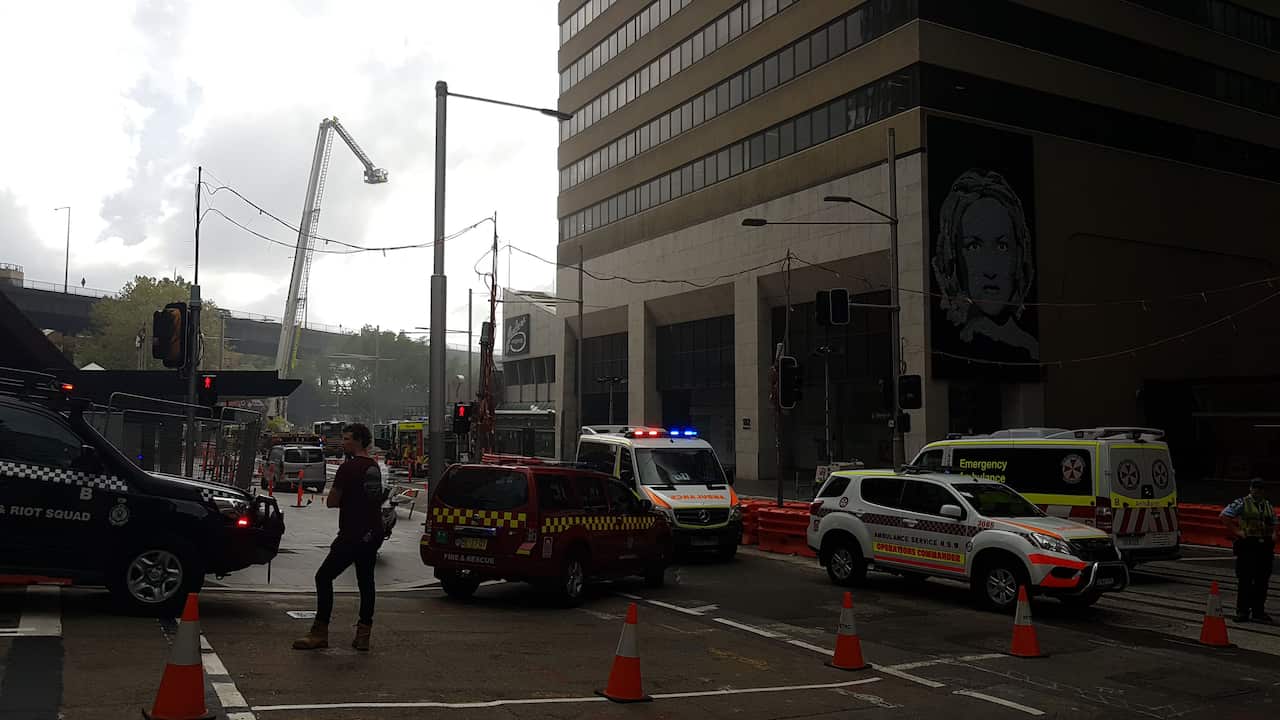 Emergency crews react to the Circular Quay fire.