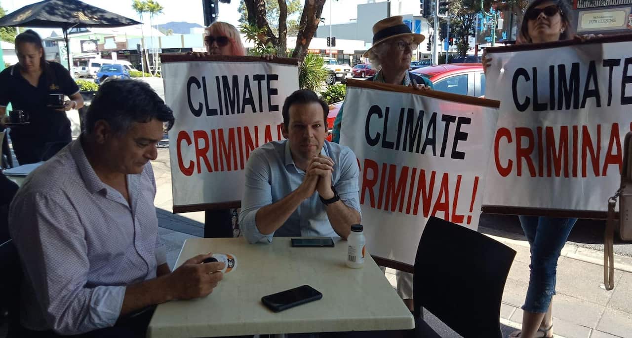 Resources Minister Matt Canavan's juice break is cut short.