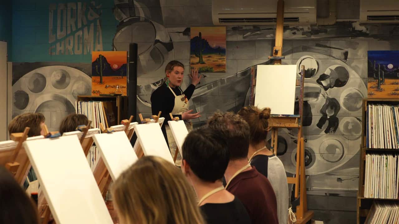 Artist teaching at Cork & Chroma