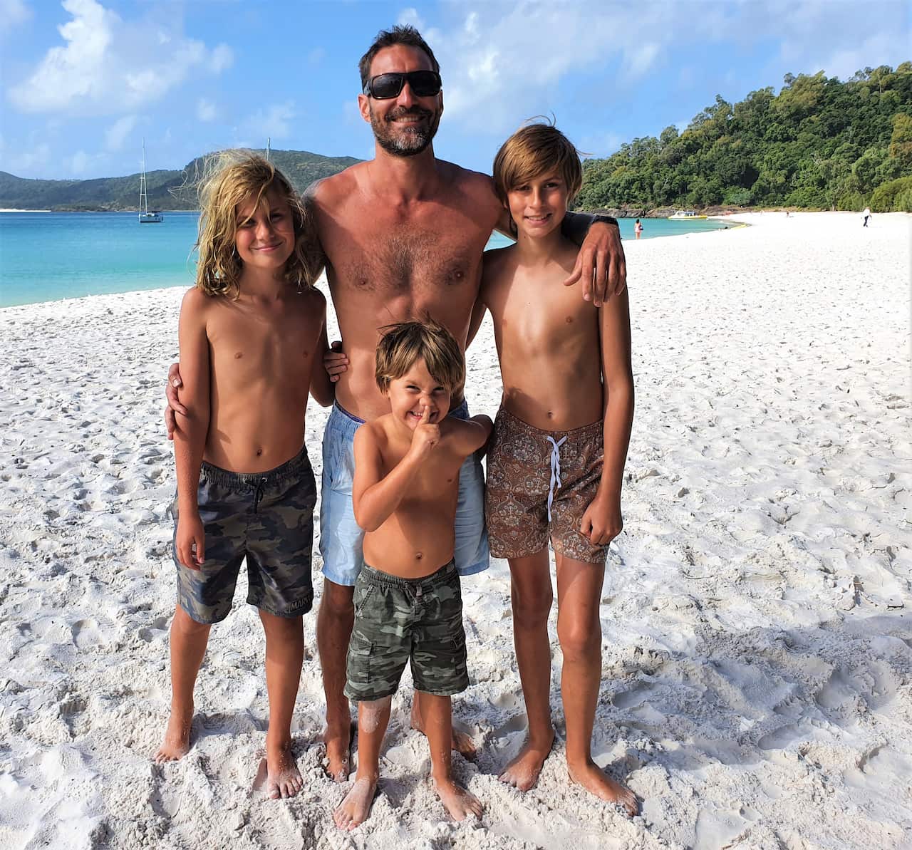 Clinton Schultz with his children Maliyan, 13 (right), Bowen 12, and Waylon 5. 